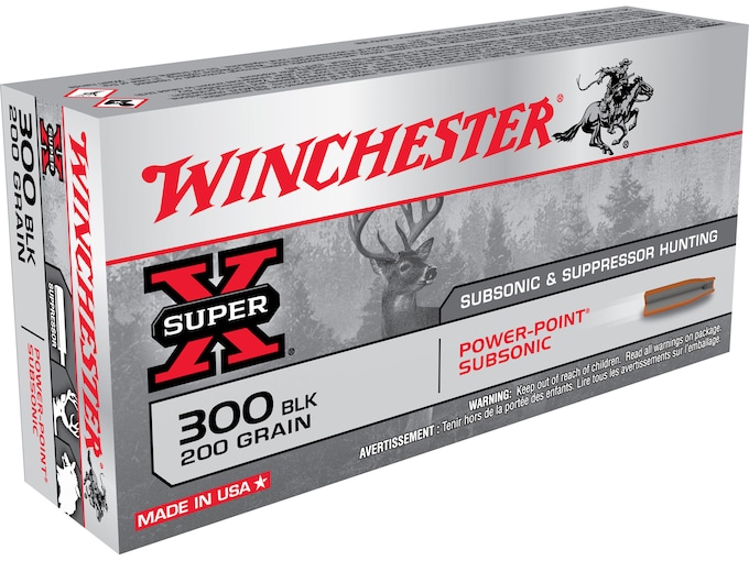 Winchester Super-X Ammunition 300 AAC Blackout Subsonic 200 Grain Power-Point Box of 20