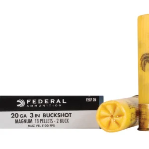 Federal Power-Shok Ammunition 20 Gauge 3" Buffered #2 Buckshot 18 Pellets Box of 5