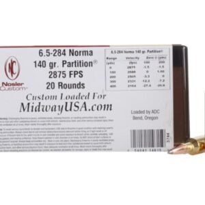 Nosler Custom Ammunition 6.5mm-284 Norma 140 Grain Partition Box of 20