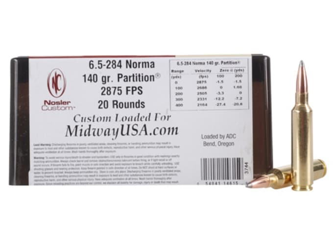 Nosler Custom Ammunition 6.5mm-284 Norma 140 Grain Partition Box of 20
