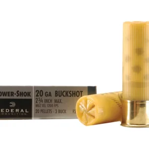 Federal Power-Shok Ammunition 20 Gauge 2-3/4" Buffered #3 Buckshot 20 Pellets Box of 5