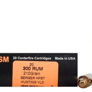 HSM Trophy Gold Ammunition 300 Remington Ultra Magnum 210 Grain Berger Hunting VLD Hollow Point Boat Tail Box of 20