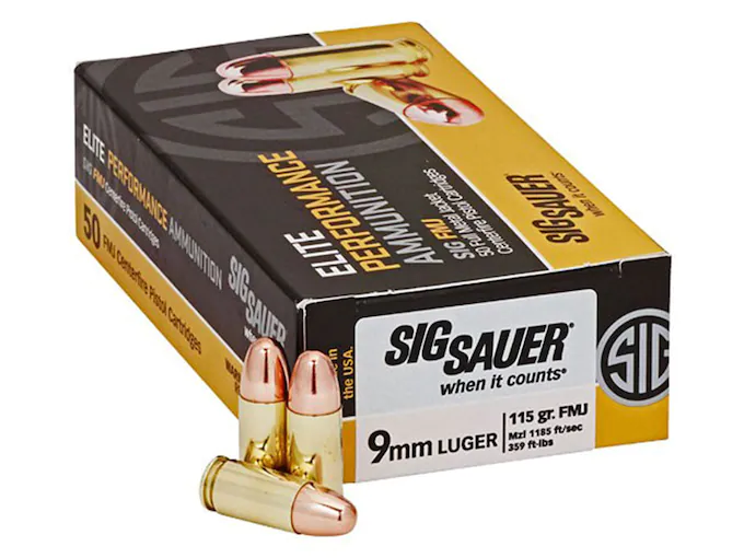 Sig Sauer Elite Performance Ammunition 9mm Luger 115 Grain Full Metal Jacket