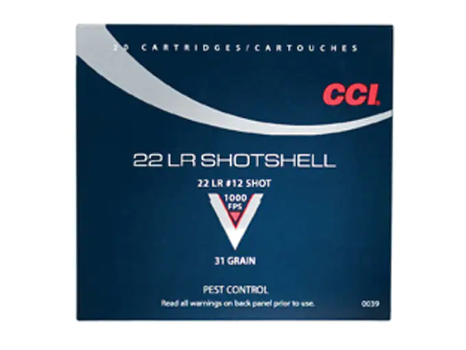CCI Shotshell Ammunition 22 Long Rifle 31 Grain #12 Shot Box of 20