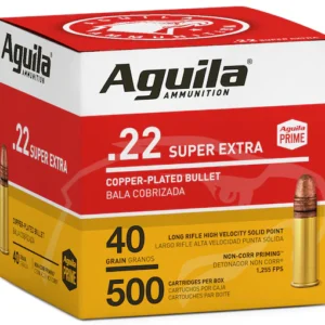 Aguila Super Extra High Velocity Ammunition 22 Long Rifle 40 Grain Plated Lead Round Nose Bulk