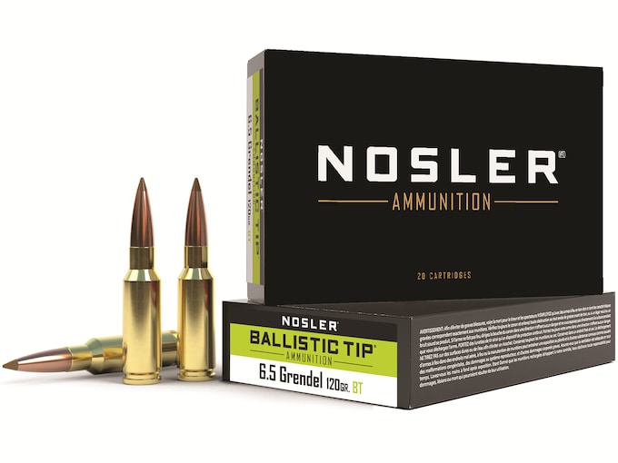 Nosler BT Ammunition 6.5 Grendel 120 Grain Ballistic Tip Box of 20