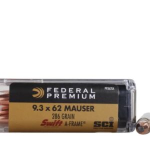 Federal Premium Safari Ammunition 9.3x62mm Mauser 286 Grain Swift A-Frame Box of 20