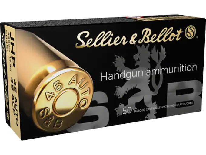 Sellier & Bellot Ammunition 45 ACP 230 Grain Jacketed Hollow Point Box of 50
