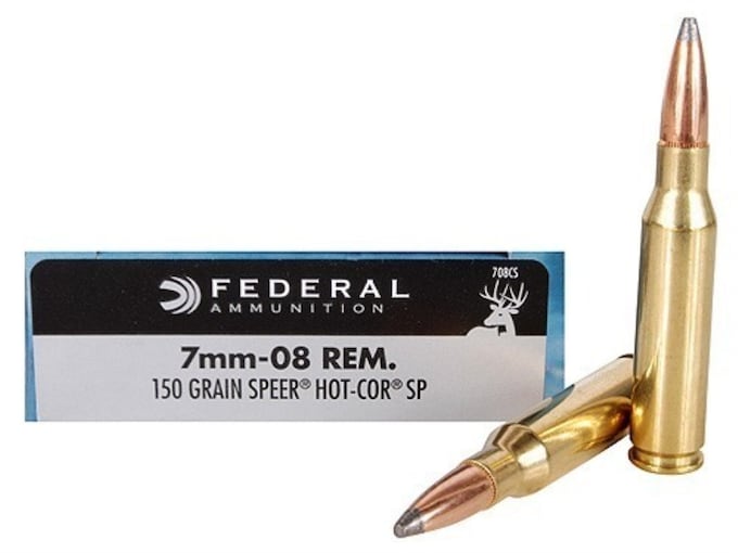 Federal Power-Shok Ammunition 7mm-08 Remington 150 Grain Speer Hot-Cor Soft Point Box of 20