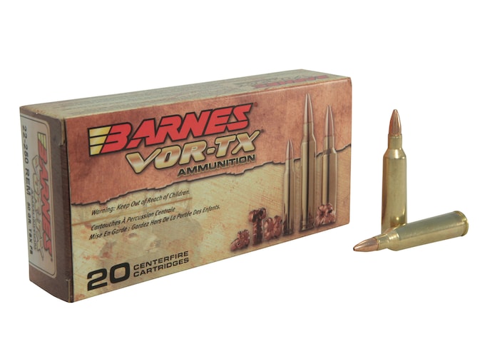 Barnes VOR-TX Ammunition 22-250 Remington 50 Grain TSX Hollow Point Lead-Free Box of 20