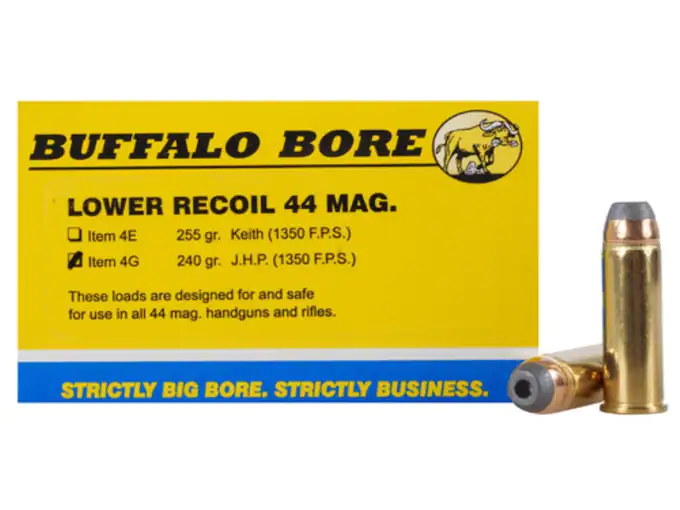 Buffalo Bore Ammunition 44 Remington Magnum 240 Grain Jacketed Hollow Point Low Recoil Box of 20