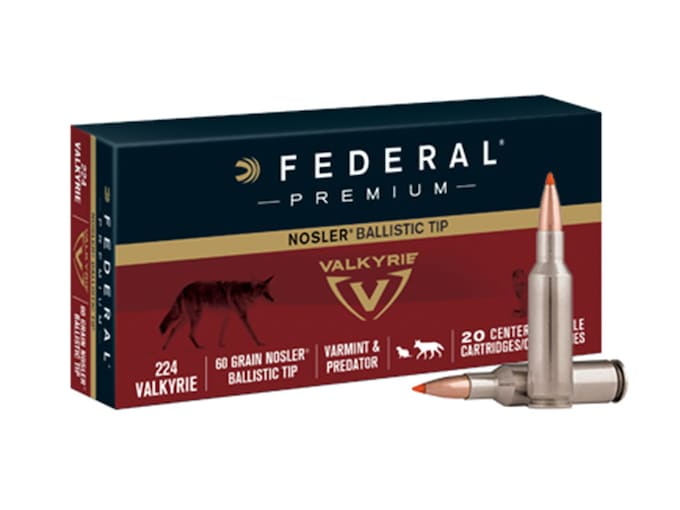 Federal Premium Varmint Ammunition 224 Valkyrie 60 Grain Nosler Ballistic Tip