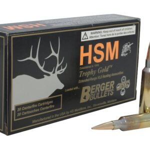 HSM Trophy Gold Ammunition 6.5mm-284 Norma 140 Grain Berger Hunting VLD Hollow Point Boat Tail Box of 20