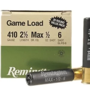Remington Game Load Ammunition 410 Bore 2-1/2" 1/2 oz #6 Shot Box of 20
