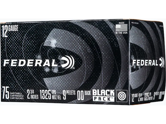 Federal Black Pack Ammunition 12 Gauge 2-3/4" Buffered 00 Buckshot 9 Pellets