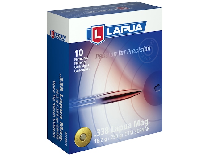 Lapua Scenar Ammunition 338 Lapua Magnum 250 Grain Hollow Point Boat Tail Box of 10