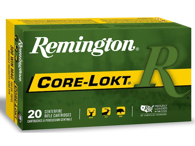 Remington Core-Lokt Ammunition 300 Winchester Magnum 150 Grain Core-Lokt Pointed Soft Point Box of 20