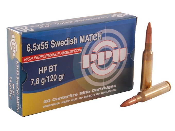 Prvi Partizan Match Ammunition 6.5x55mm Swedish Mauser 120 Grain Hollow Point Boat Tail Box of 20
