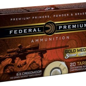 Federal Premium Gold Medal Ammunition 6.5 Creedmoor 140 Grain Sierra MatchKing Boat Tail Hollow Point