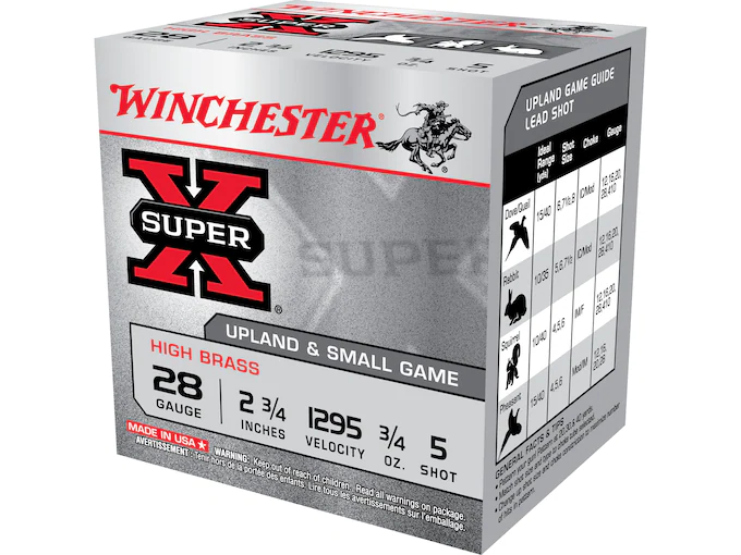 Winchester Super-X High Brass Ammunition 28 Gauge 2-3/4" 3/4 oz #5 Shot Box of 25