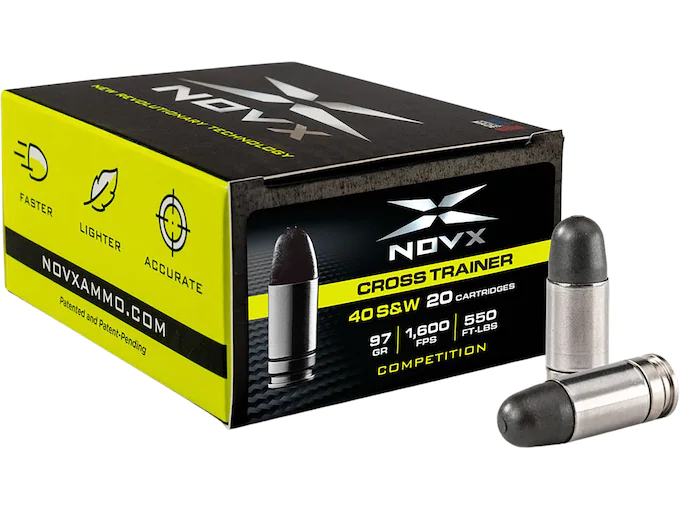 NovX Cross Trainer/Competition Ammunition 40 S&W 97 Grain Frangible Round Nose Lead Free