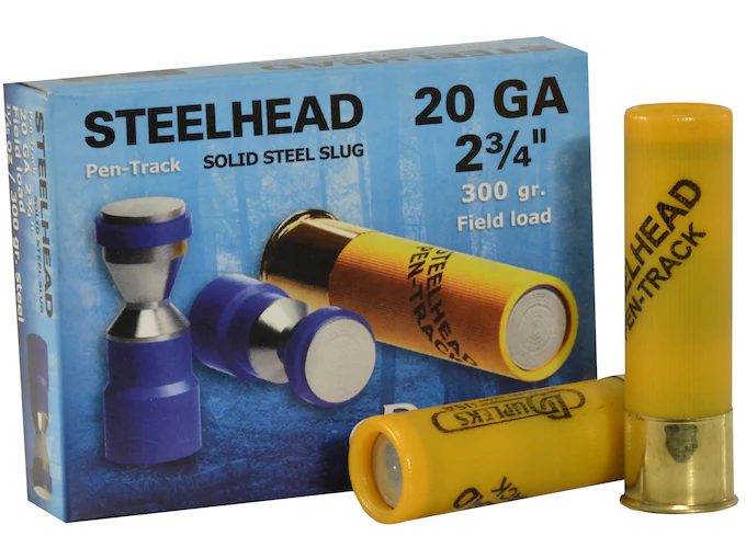 DDupleks Steelhead Pen-Track Ammunition 20 Gauge 2-3/4" 11/16 oz Solid Steel Slug Box of 5