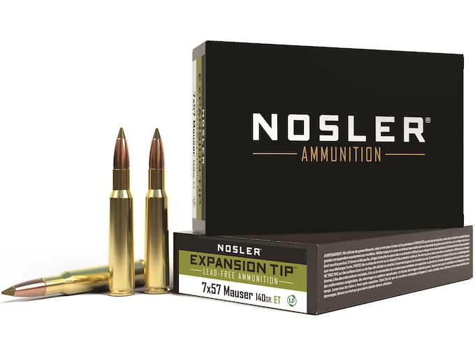 Nosler E-Tip Ammunition 7x57mm Mauser (7mm Mauser) 140 Grain E-Tip Lead-Free Box of 20