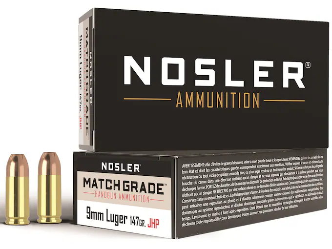 Nosler Match Grade Ammunition 9mm Luger 147 Grain Jacketed Hollow Point