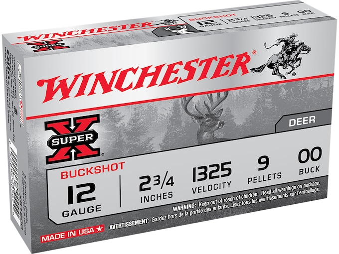 Winchester Super-X Ammunition 12 Gauge 2-3/4" Buffered 00 Buckshot 9 Pellets