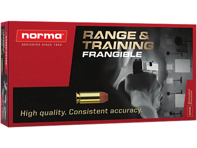 Norma Range & Training Frangible Ammunition 9mm Luger 65 Grain Frangible Round Nose Box of 50
