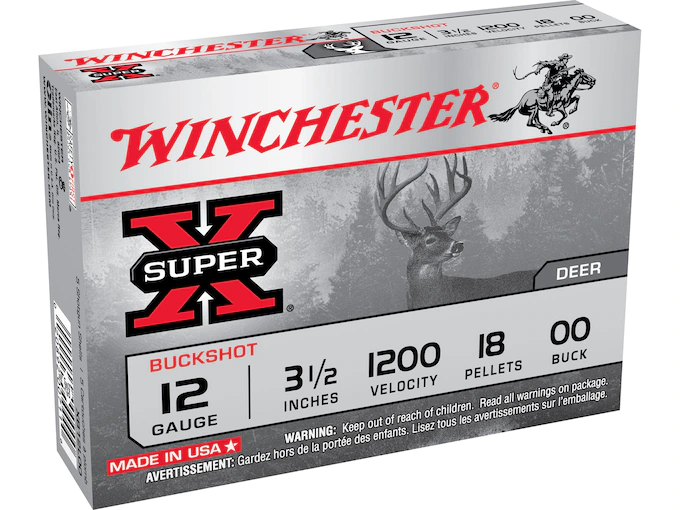 Winchester Super-X Ammunition 12 Gauge 3-1/2" Buffered 00 Buckshot 18 Pellets Box of 5