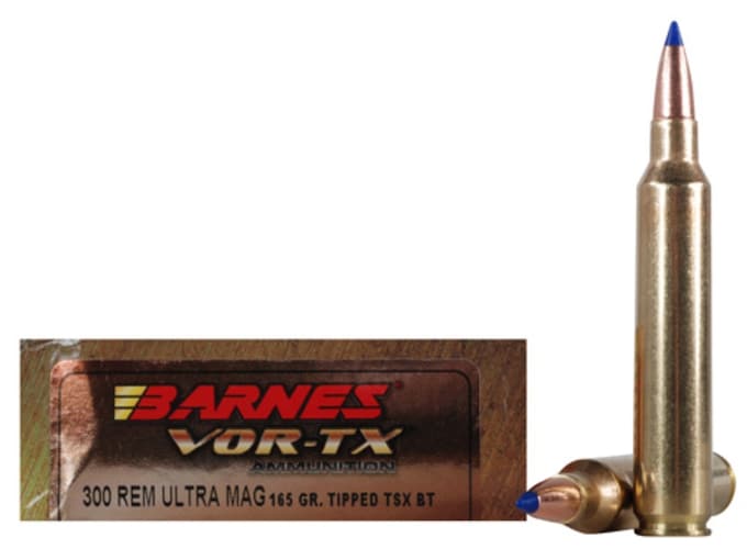 Barnes VOR-TX Ammunition 300 Remington Ultra Magnum 165 Grain TTSX Polymer Tipped Spitzer Boat Tail Lead-Free Box of 20