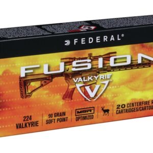 Federal Fusion MSR Ammunition 224 Valkyrie 90 Grain Bonded Soft Point Boat Tail
