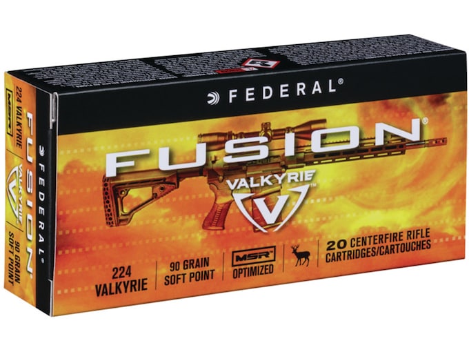 Federal Fusion MSR Ammunition 224 Valkyrie 90 Grain Bonded Soft Point Boat Tail
