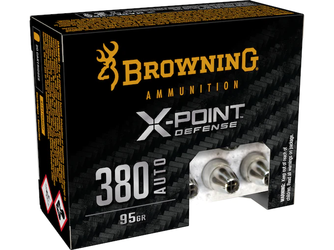 Browning X-Point Defense Ammunition 380 ACP 95 Grain Jacketed Hollow Point Box of 20