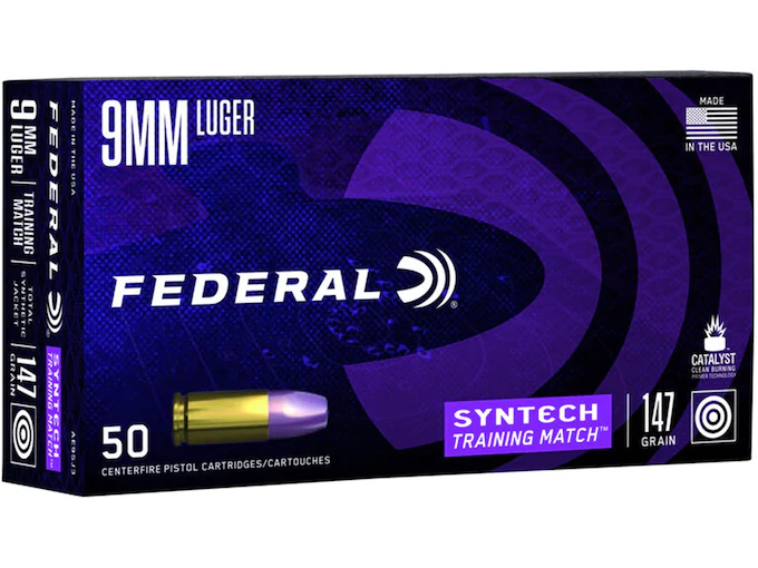 Federal Syntech Training Match Ammunition 9mm Luger 147 Grain Total Synthetic Jacket