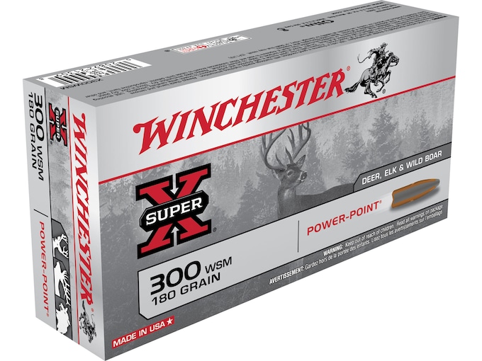 Winchester Super-X Ammunition 300 Winchester Short Magnum (WSM) 180 Grain Power-Point Box of 20