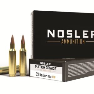 Nosler Match Grade Ammunition 22 Nosler 85 Grain RDF Hollow Point Boat Tail Box of 20
