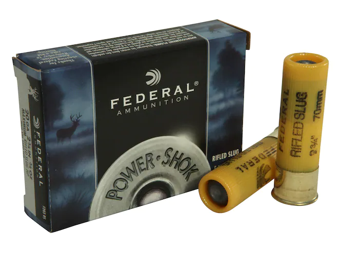 Federal Power-Shok Ammunition 20 Gauge 2-3/4" 3/4 oz Hollow Point Rifled Slug Box of 5