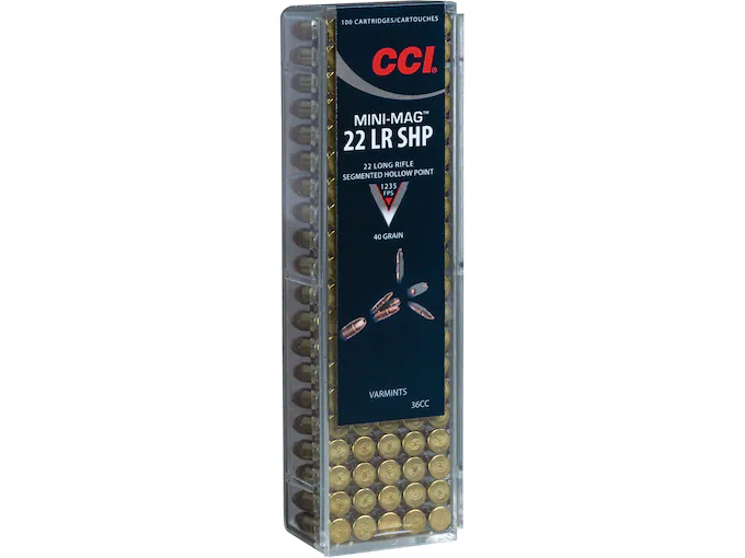 CCI Mini-Mag High Velocity Ammunition 22 Long Rifle 40 Grain Segmented Hollow Point Box of 100