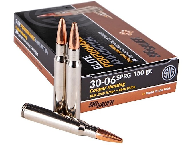 Sig Sauer Elite Hunting Copper Ammunition 30-06 Springfield 150 Grain Solid Hollow Point Lead Free Box of 20