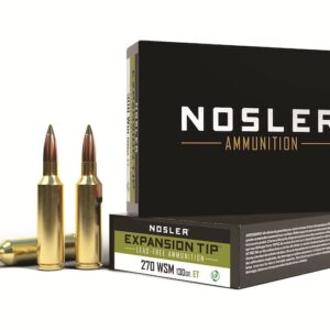 Nosler E-Tip Ammunition 270 Winchester Short Magnum (WSM) 130 Grain E-Tip Lead-Free Box of 20