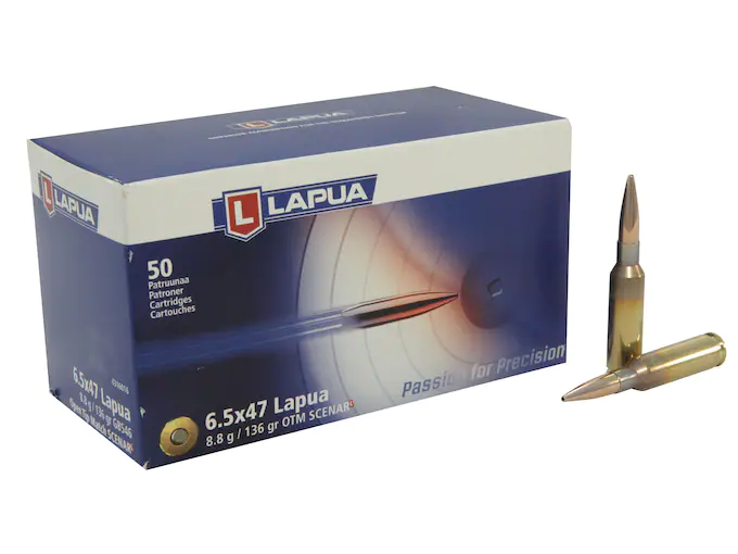 Lapua Scenar-L Ammunition 6.5x47 Lapua 136 Grain Hollow Point Boat Tail Box of 50