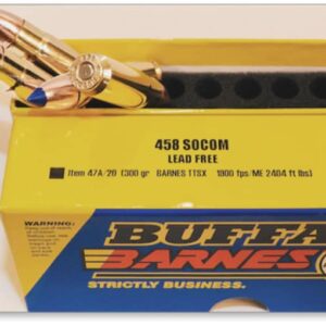 Buffalo Bore Ammunition 458 SOCOM 300 Grain Barnes TTSX Polymer Tipped Spitzer Lead-Free Box of 20