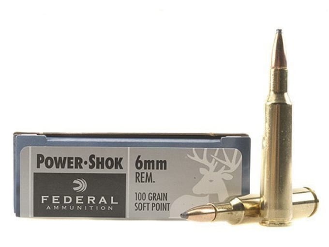 Federal Power-Shok Ammunition 6mm Remington 100 Grain Soft Point Box of 20