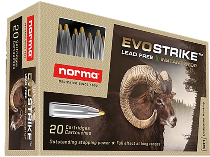 Norma EVOStrike Ammunition 7mm Remington Magnum 127 Grain Polymer Tip Lead Free Box of 20