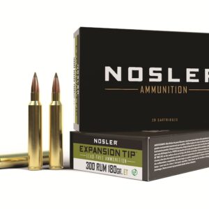 Nosler E-Tip Ammunition 300 Remington Ultra Magnum 180 Grain E-Tip Lead-Free Box of 20