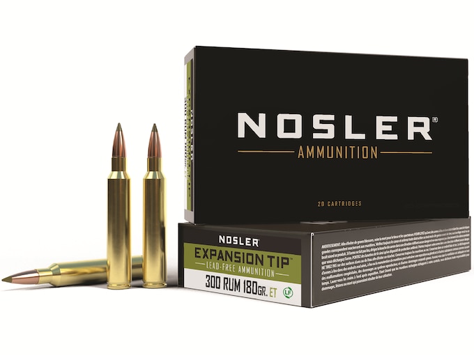 Nosler E-Tip Ammunition 300 Remington Ultra Magnum 180 Grain E-Tip Lead-Free Box of 20