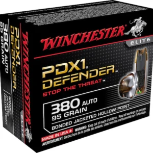 Winchester Defender Ammunition 380 ACP 95 Grain Bonded Jacketed Hollow Point Box of 20