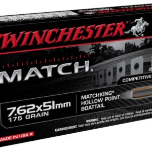 Winchester Match Ammunition 7.62x51mm NATO 175 Grain Sierra MatchKing Hollow Point Boat Tail Box of 20